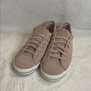 Keds Pink Suede Sneakers with Gold Accents